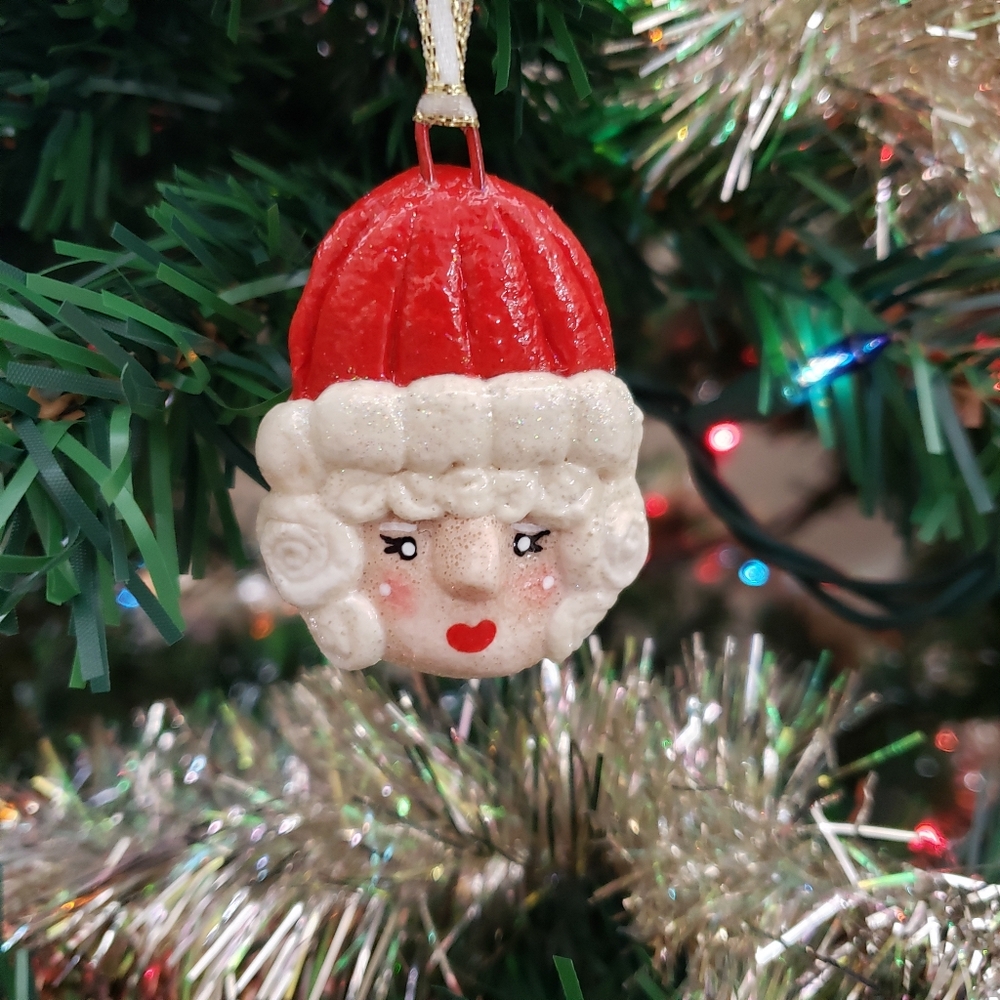 New Handmade Salt Dough Mrs. Claus Ornament